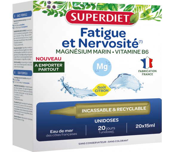 Fatigue et nervosité Superdiet - boîte de 20 unidoses de 15ml - image 1