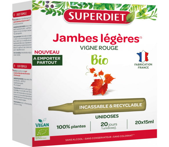 Jambes légères vigne rouge Superdiet - boîte de 20 unidoses de 15ml - image 1