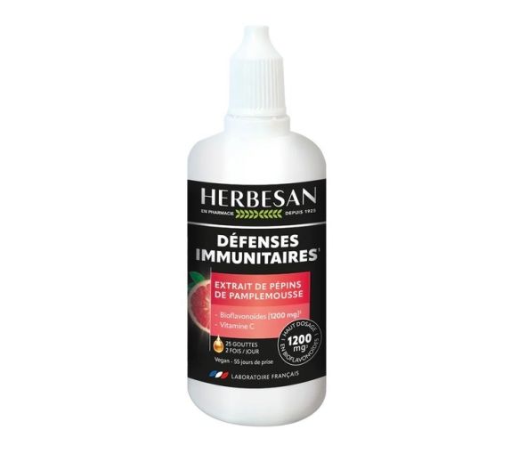 Extrait de pépins de pamplemousse 1200mg Herbesan - flacon compte-gouttes de 100ml