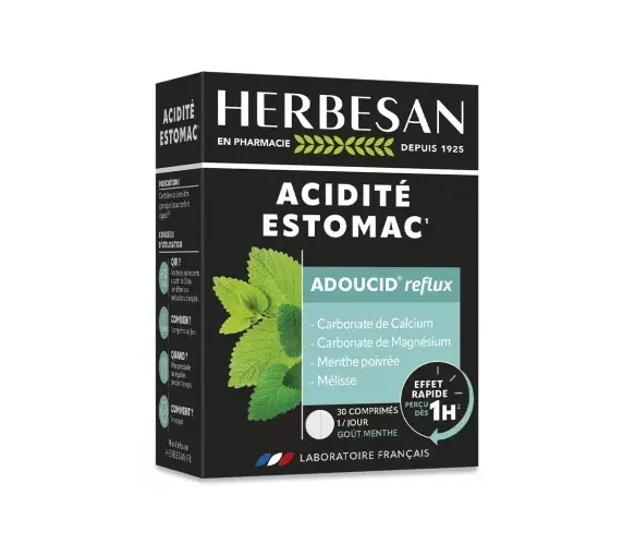 Adoucid reflux acidité estomac goût menthe Herbesan - boite de 30 comprimés à croquer - image 1
