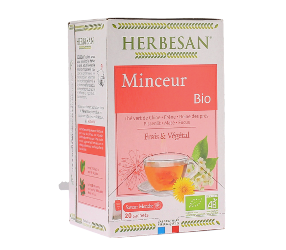 Infusion Minceur bio à la menthe Herbesan - boite de 20 sachets - image 1