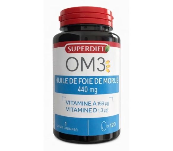 OM3 Huile de foie de morue Super Diet - pot de 120 capsules