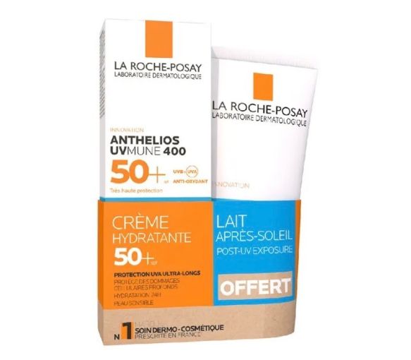 Anthelios UVmune 400 Crème hydratante SPF50+ La Roche-Posay - tube de 50ml + lait après-soleil 75ml offert