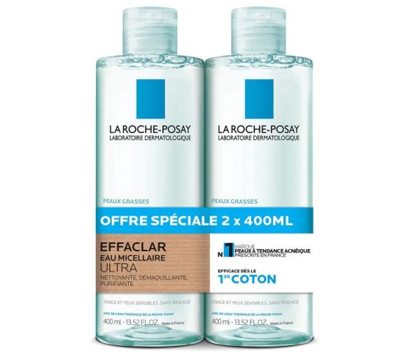 Effaclar eau micellaire ultra La Roche Posay - offre spéciale 2x400ml