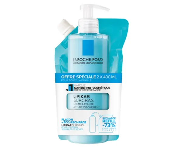 Lipikar surgras crème lavante anti-dessèchement La Roche Posay - offre spéciale 2x400ml - image 1