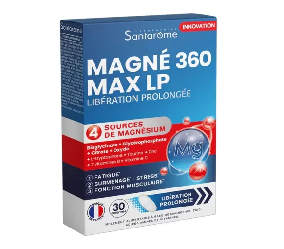 Magné 360 Max libération prolongée Santarome - boîte de 30 comprimés