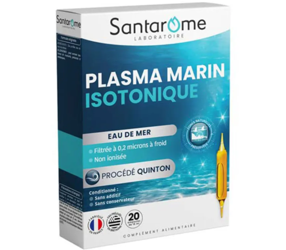 Plasma marin isotonique eau de mer Santarome - boite de 20 ampoules de 10ml