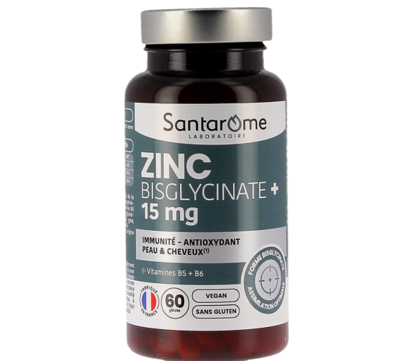Zinc Bisglycinate+ 15mg Santarome - pot de 60 gélules - image 1