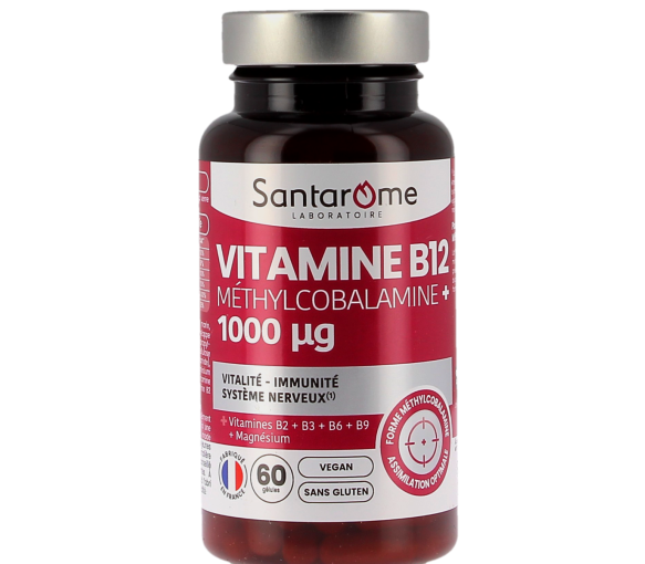 Vitamine B12 Méthylcobalamine+ 1000µg Santarome - pot de 60 gélules - image 1