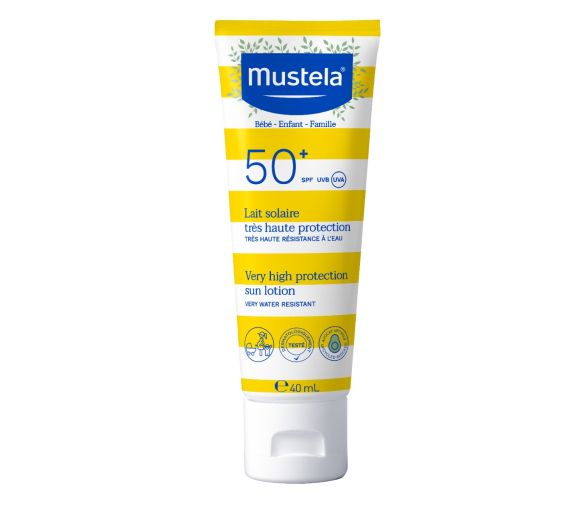 Lait solaire très haute protection bébé-enfant-famille SPF50+ Mustela - tube de 40 ml - image 1