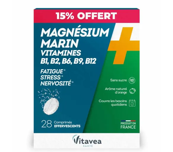 Magnésium marin + vitamines B1 B2 B6 B9 B12 Vitavea - boite de 28 comprimés effervescents offre spéciale
