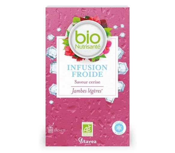 Infusion froide jambes légères saveur cerise Nutrisanté Bio - boîte de 20 sachets