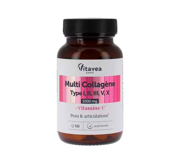 Multi collagène type I, II, II, V, X 1000mg Vitavea - pot de 50 comprimés - image 1