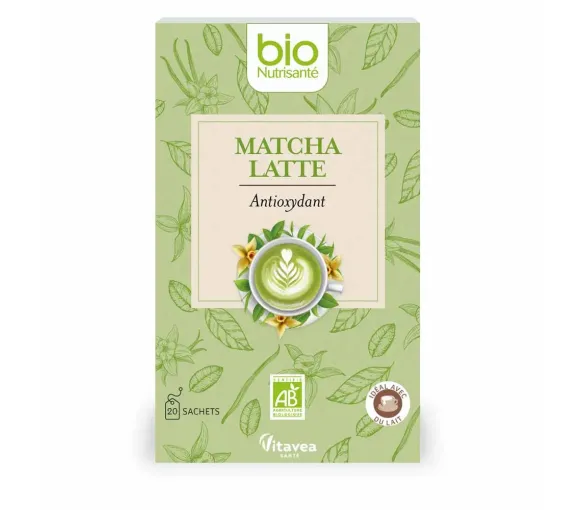Thé vert Matcha latte bio Nutrisanté - boîte de 20 sachets