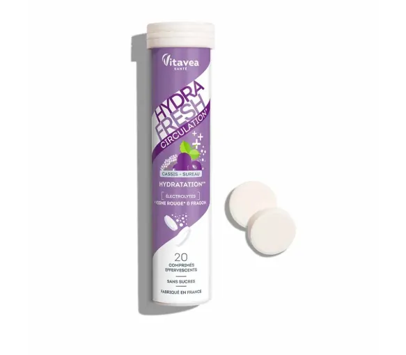 HydraFresh circulation hydratation goût cassis sureau Vitavea - 20 comprimés effervescents