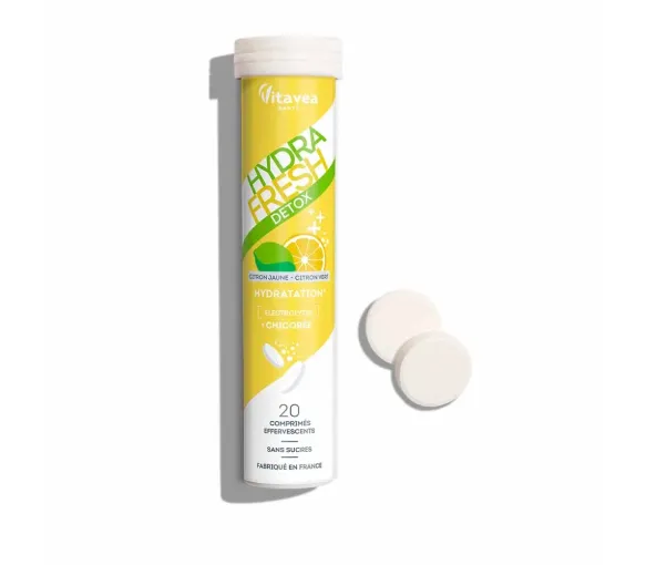 HydraFresh détox hydratation goût citron jaune/vert Vitavea - 20 comprimés effervescents
