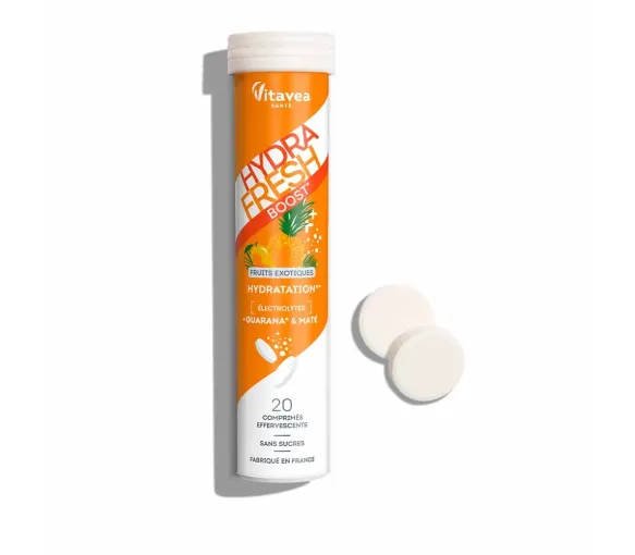 HydraFresh boost hydratation goût fruits exotiques Vitavea - 20 comprimés effervescents