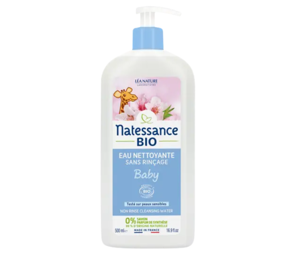 Eau nettoyante sans rinçage baby bio Natessance - flacon pompe de 500ml