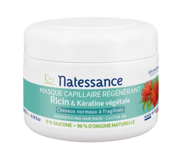 Masque capillaire régénérant ricin Natessance - pot de 200ml