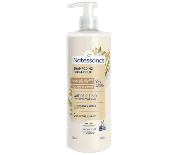 Shampooing extra-doux lait de riz bio Natessance - image 1