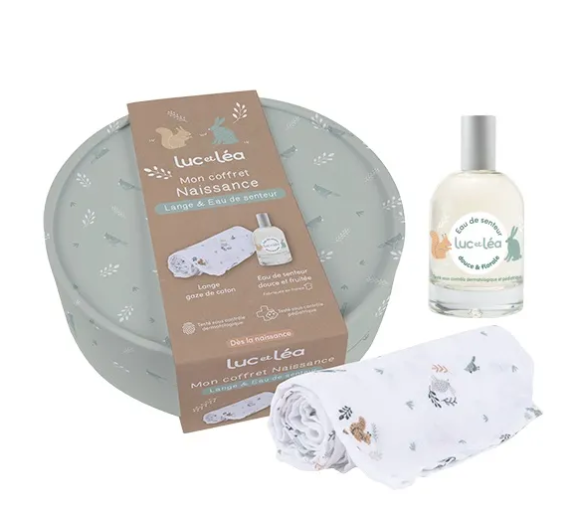 Mon coffret naissance lange et eau de senteur Luc et Léa - coffret de 2 produits