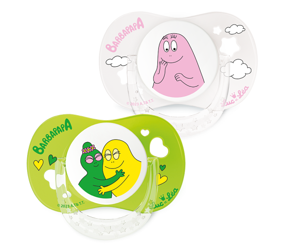 Edition limitée sucette Barbapapa 6/18 mois Luc et Léa - lot de 2 sucettes