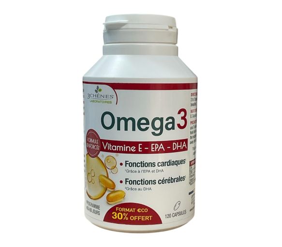 Omega 3 Les 3 Chênes - pot de 120 capsules offre spéciale 30% offert - image 1