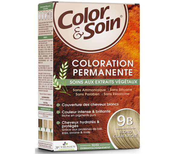 Color & soin coloration permanente blond clair nacré 9B Les 3 chênes - 1 kit