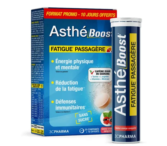 Asthé Boost fatigue passagère 3C Pharma - boite de 20 comprimés + 10 offerts