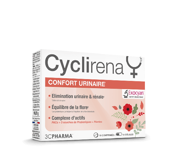 Cyclirena confort urinaire 3C Pharma - boite de 15 comprimés + 15 gélules