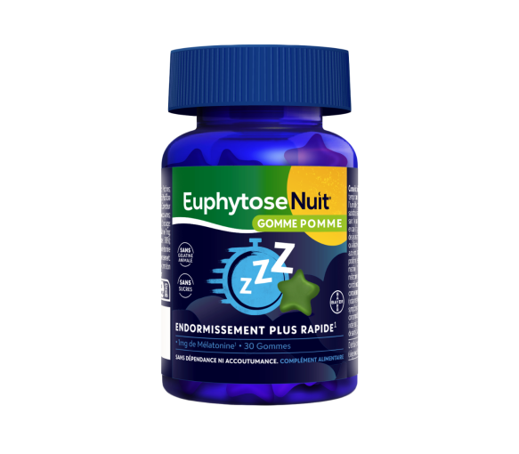 EuphytoseNuit® Gommes Pomme 1mg de Mélatonine pour un endormissement rapide - pot de 30 gommes - image 1