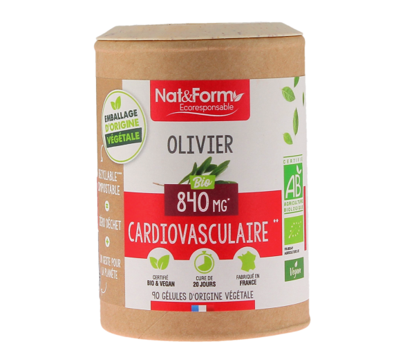 Olivier 840mg bio Ecoresponsable Nat&Form - pot de 90 gélules - image 1