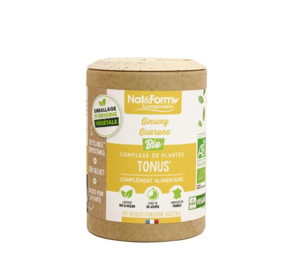Tonus Ginseng/Guarana bio Nat&Form - boîte de 120 gélules végétales - image 1