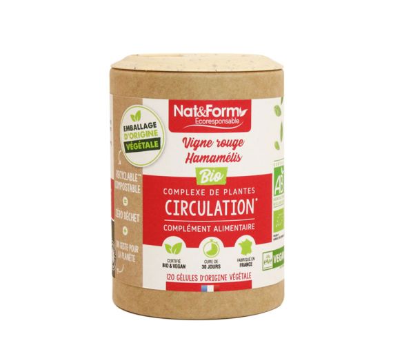 Circulation Vigne Rouge/Hamamélis bio Nat&Form - boîte de 120 gélules végétales - image 1