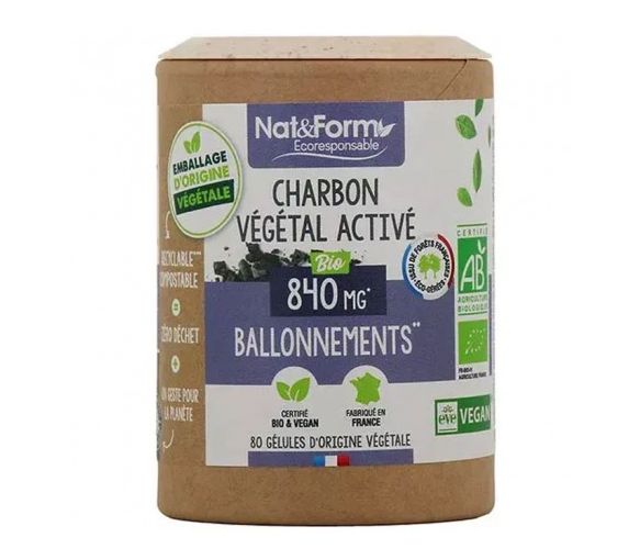 Charbon végétal activé bio ballonnements Nat&Form - image 1
