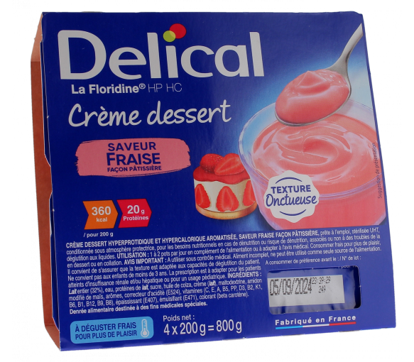 Delical Crème dessert HP/HC La Floridine saveur fraise façon pâtissière - 4 pots de 200g - image 1