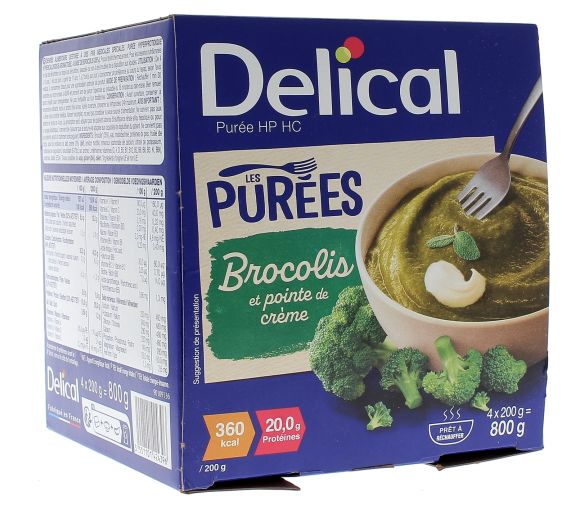 Delical Purée HP/HC brocolis et pointe de crème - 4 bols de 200ml - image 1