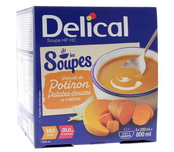 Delical Soupe HP/HC Velouté de potiron patates douces et crème - 4 bols de 200ml - image 1