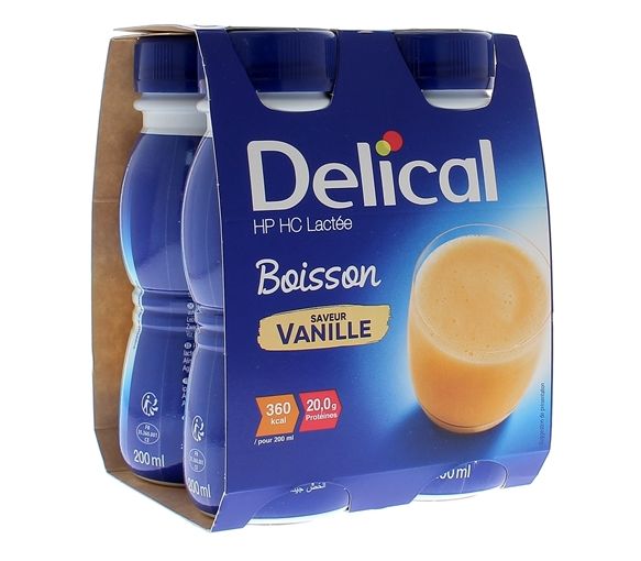 Delical Boisson HP/HC lactée saveur vanille - 4 bouteilles de 200 ml