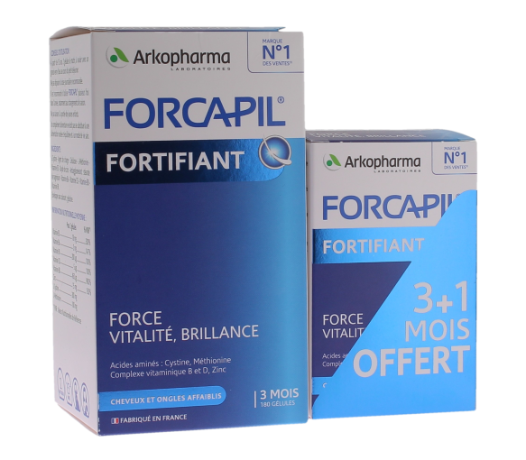 Forcapil fortifiant cheveux et ongles Arkopharma - offre boîte de 180 gélules + 60 gélules - image 1