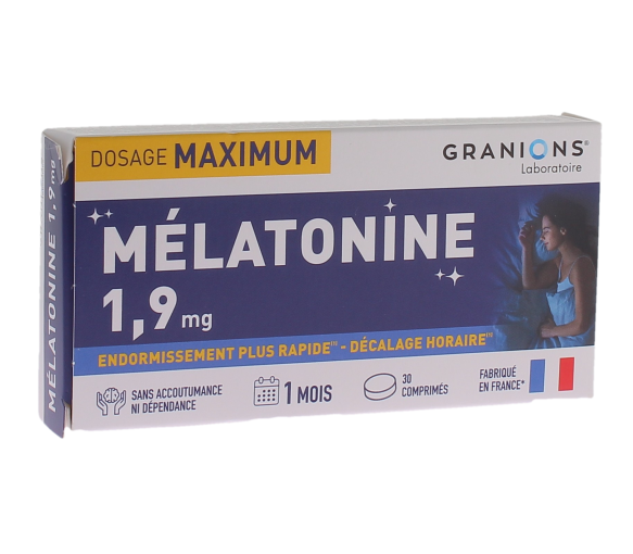 Mélatonine 1,9mg dosage maximum Granions - boite de 30 comprimés - image 1