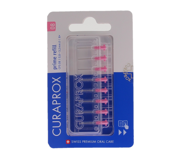 Recharge brossettes interdentaires prime refill taille 08 Curaprox - boite de 8 recharges - image 1