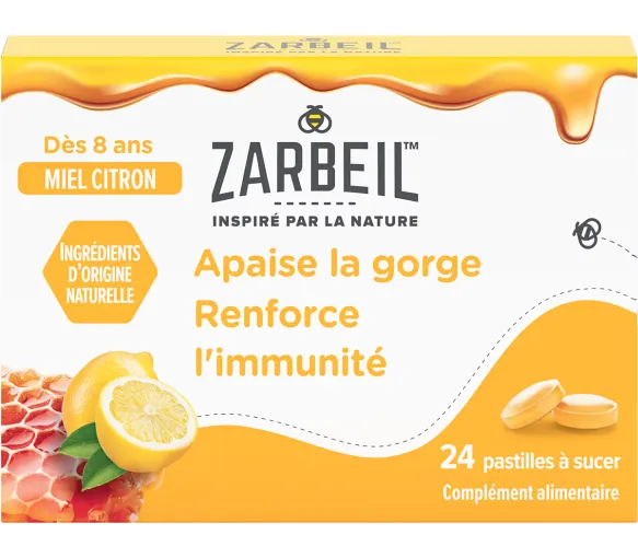 Pastilles gorge et immunité Miel citron Zarbeil - boîte de 24 pastilles