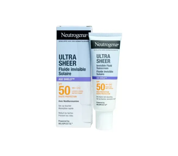 Ultra Sheer Fluide invisible solaire Age Shield SPF50 Neutrogena - tube de 50ml