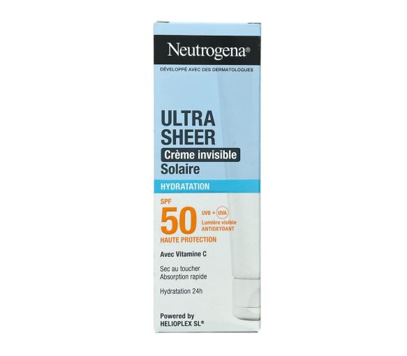 Ultra Sheer crème invisible solaire hydratation SPF50 Neutrogena - tube de 50ml