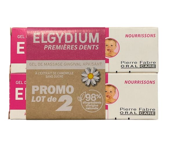 Gel de massage gingival apaisant premières dents Elgydium - lot de 2 tubes de 15ml offre spéciale