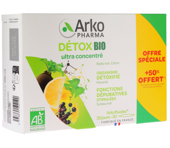 Arkofluides Détox bio Arkopharma - boîte de 20 ampoules + 10 offertes - image 1