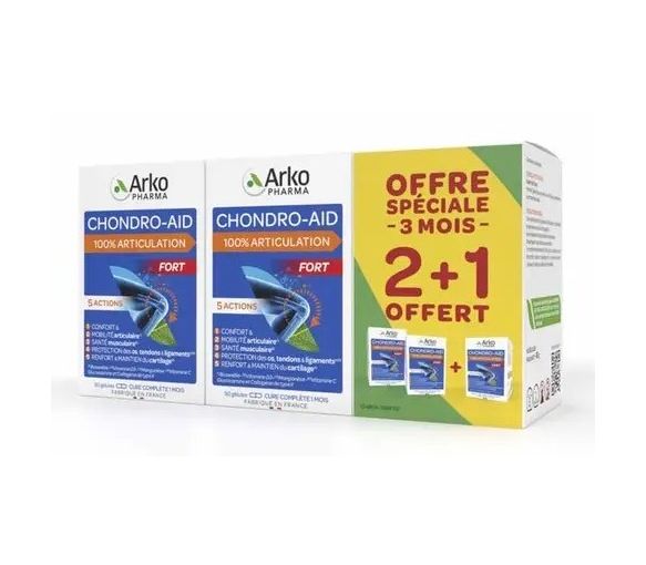 Chondro-Aid 100% articulation fort Arkopharma - 3 boites de 60 gélules offre spéciale 2+1 offerte