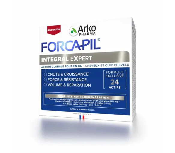 Forcapil integral expert action tout-en-un cheveux et cuir chevelu Arkopharma - boite de 168 gélules