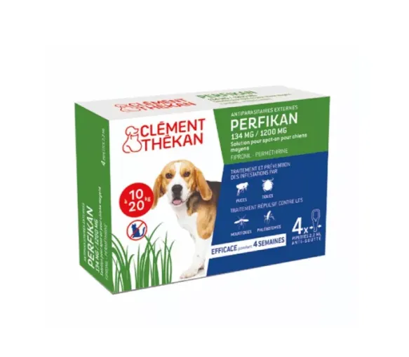 Perfikan 134 mg/1200 mg pour chiens de 10 à 20kg Clément-Thékan - 4 pipettes de 2,2ml